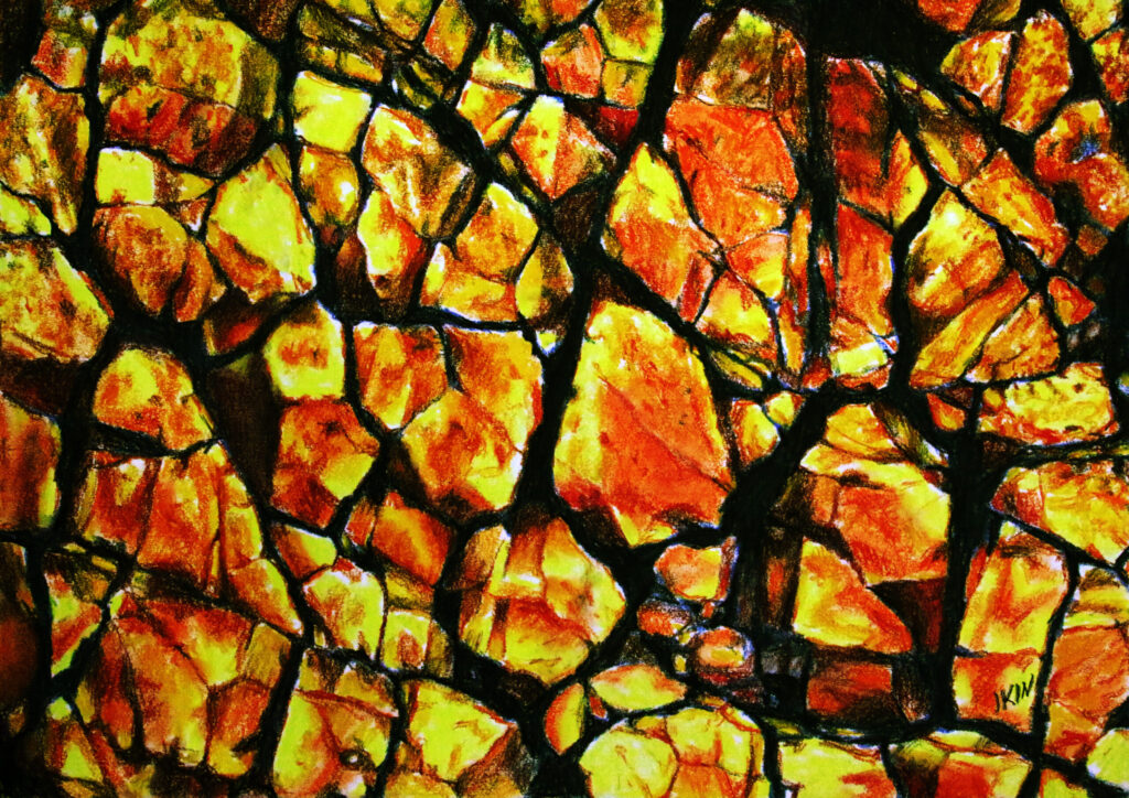 Abstract drawing of gold chunks
