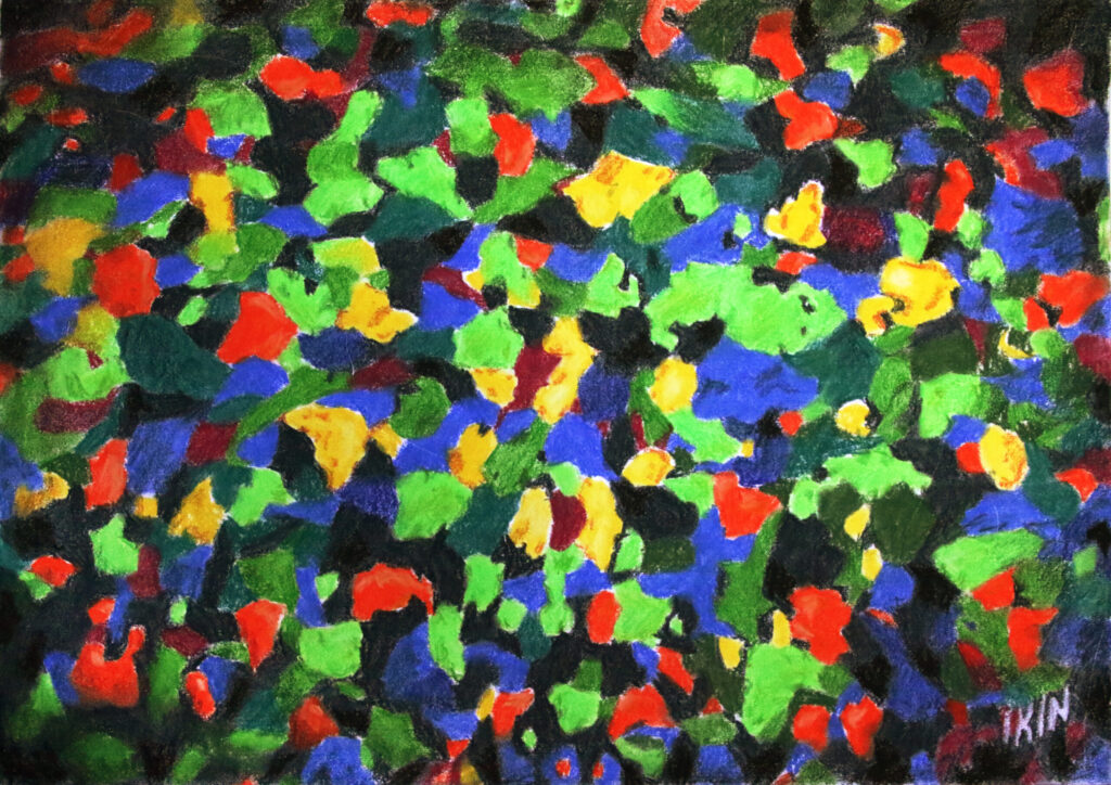 Abstract drawing with green spots