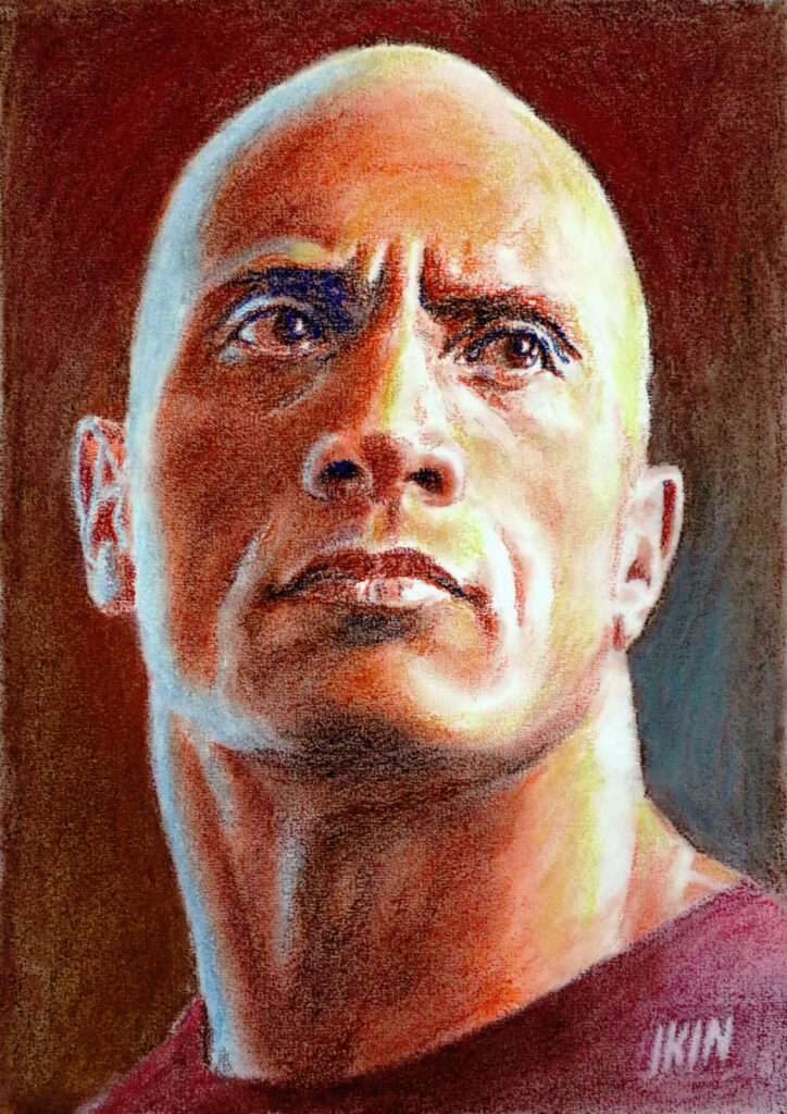 Stern drawing of Dwayne Johnson