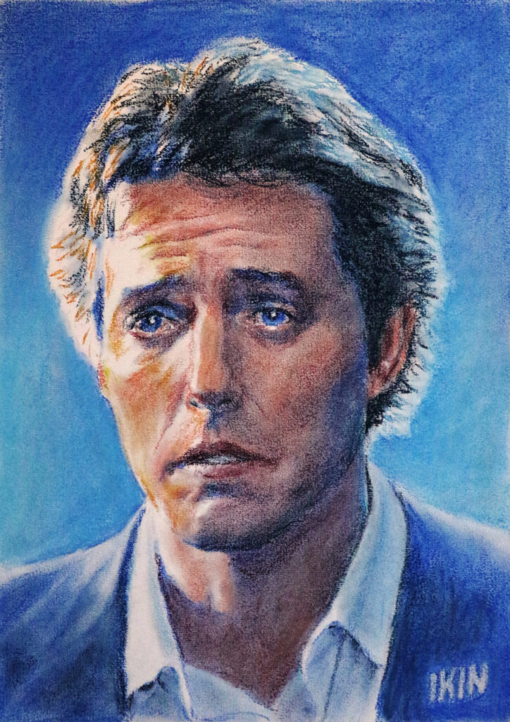 Sad drawing of Hugh Grant