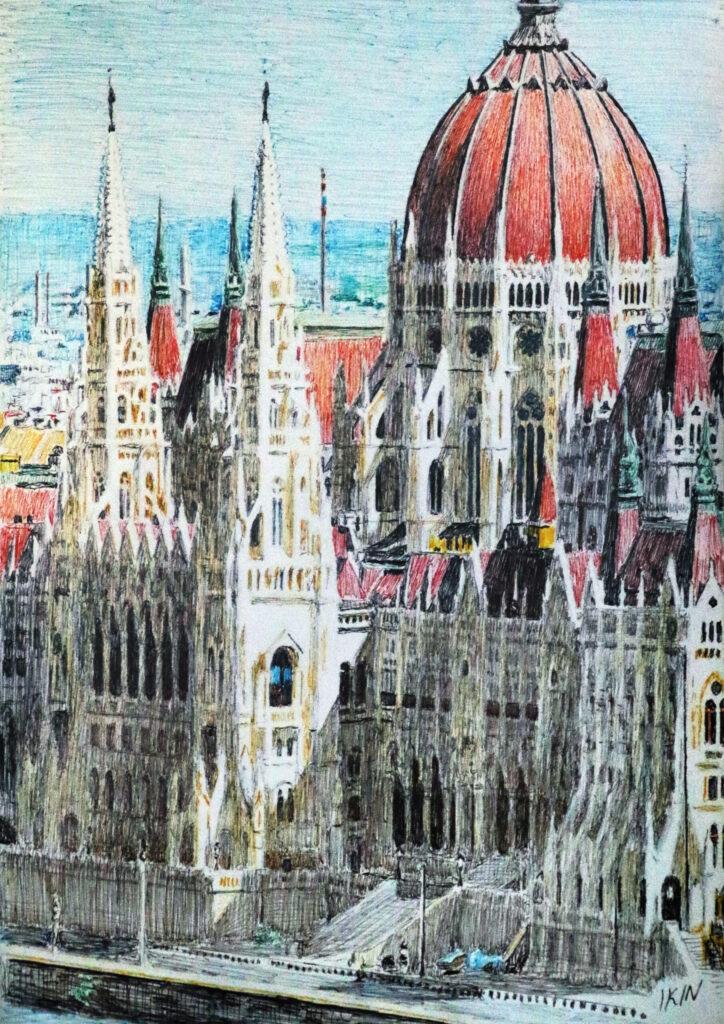 Drawing of Hungarian Parliament Building by Dane Ikin