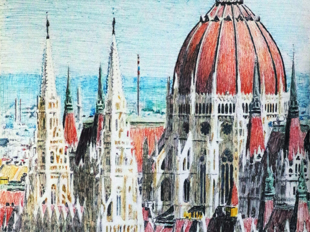 Drawing of Hungarian Parliament Building by Dane Ikin