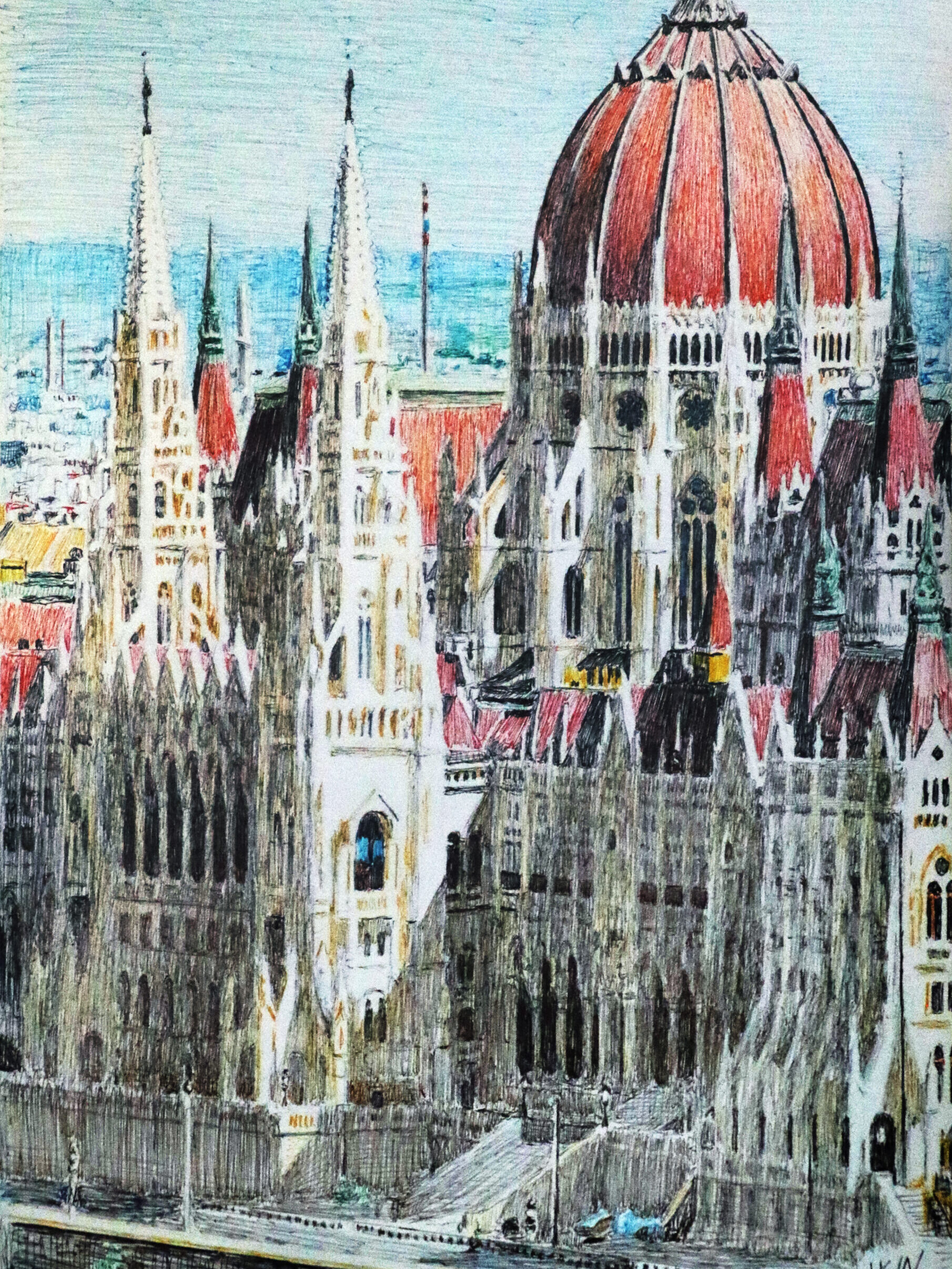 Drawing of Hungarian Parliament Building by Dane Ikin