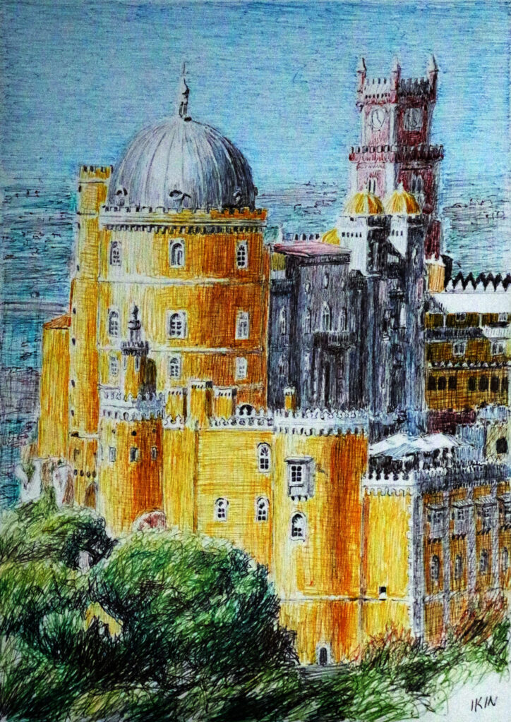 Drawing of Pena Palace in Portugal