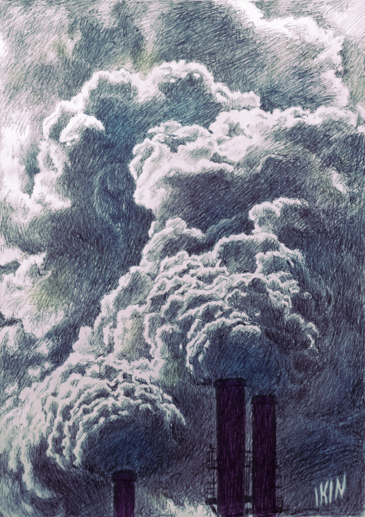 Drawing of belching smoke