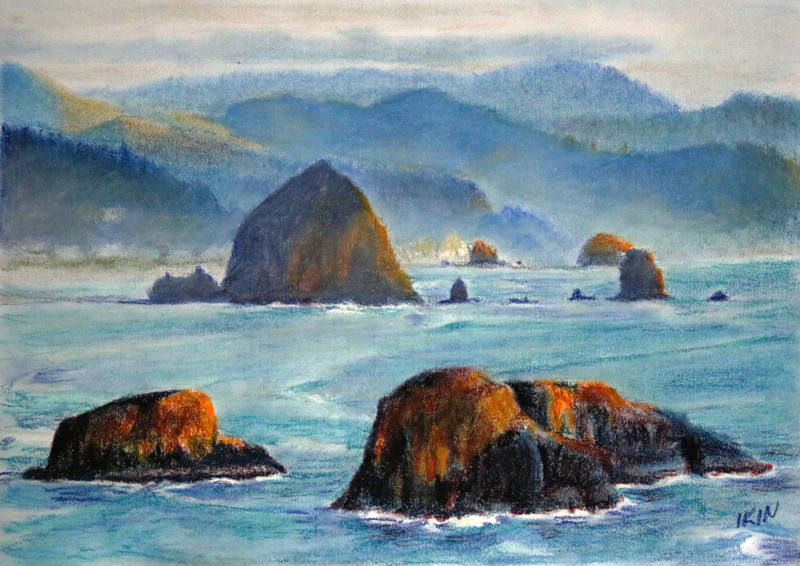 Drawing of rocks at the beach