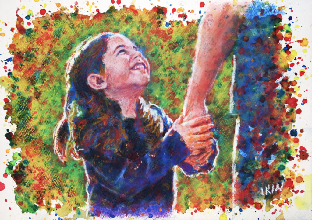 Drawing of child holding a parent's hand