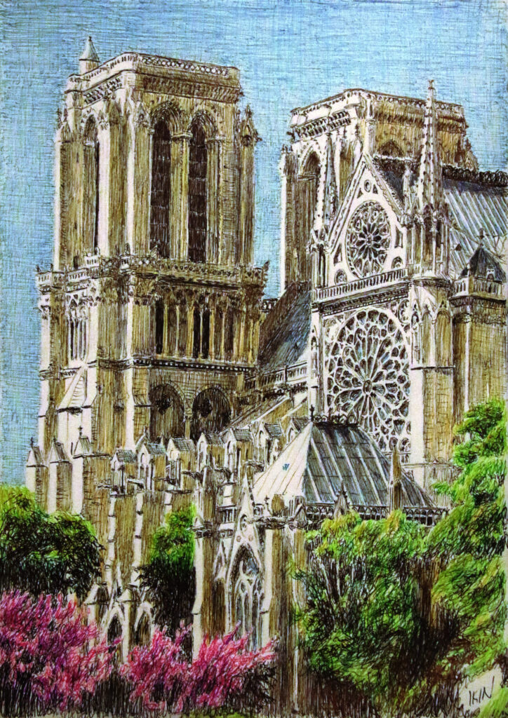 Drawing of a French cathedral
