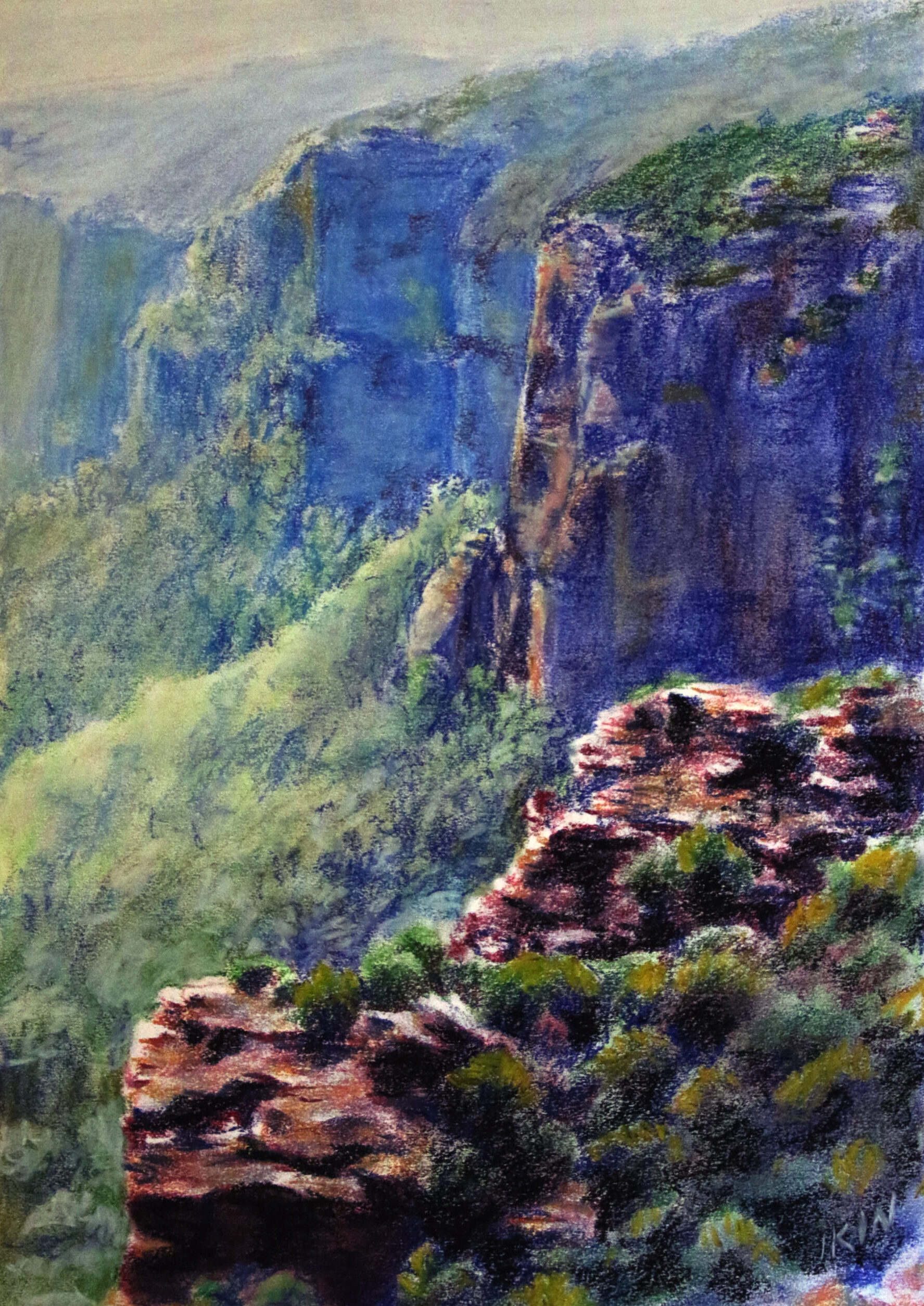 Drawing of cliffs in the Blue Mountains