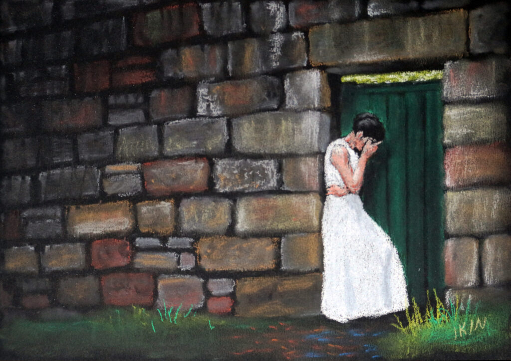 Drawing of a person locked behind a wall