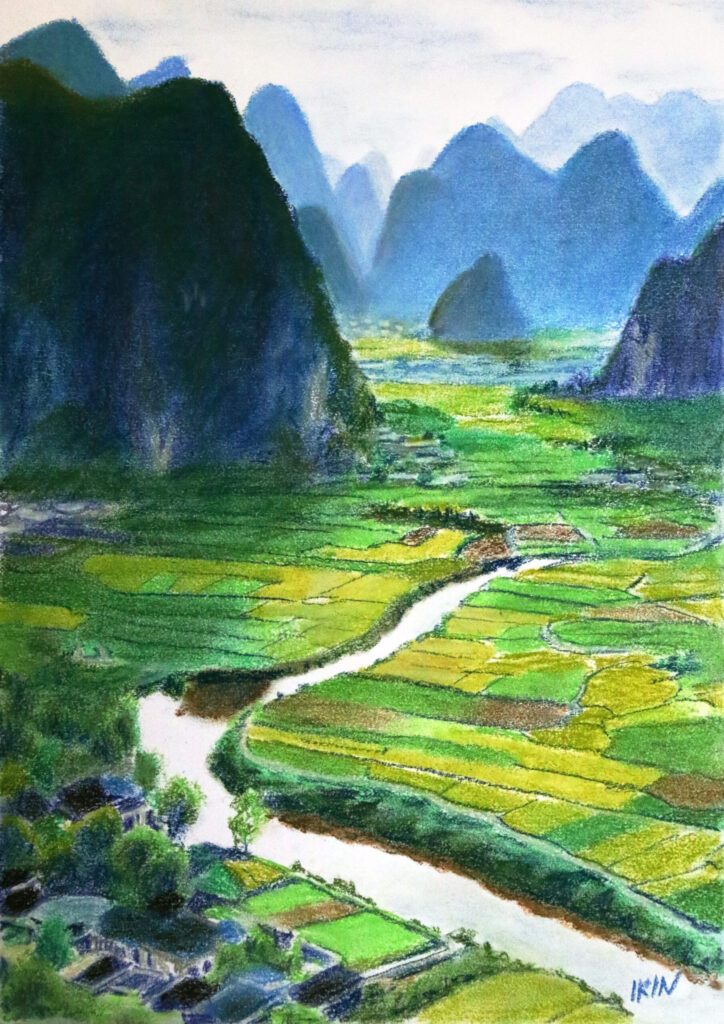 Drawing of  river in Vietnam